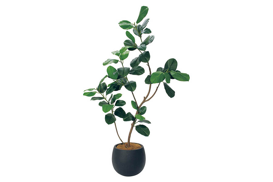 樹木プランター GR5099 H1850 ゴムの木｜人工観葉植物 丸鉢タイプ グレー