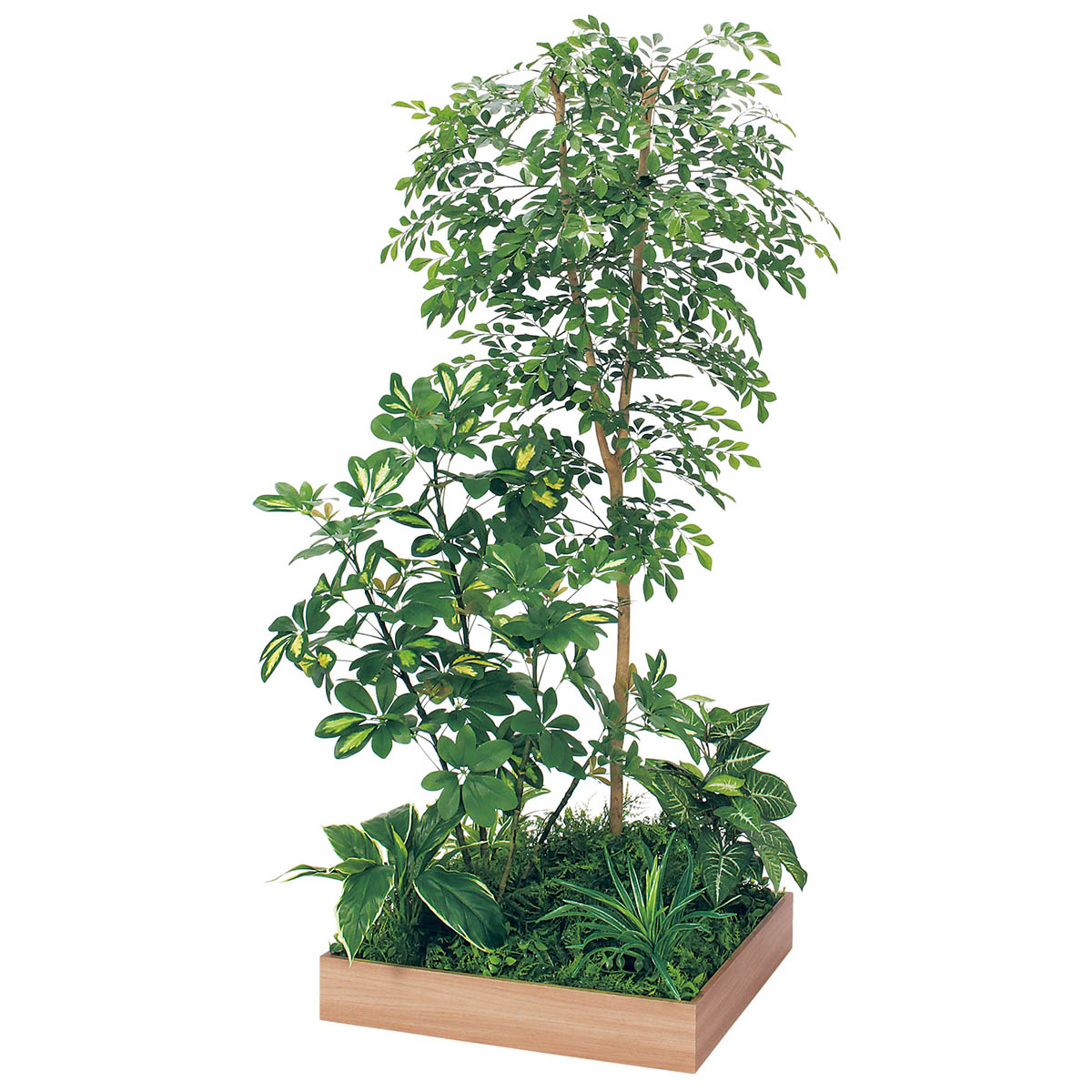 テーブル樹木 GR5134 H1600 トネリコ＆シェフレラ｜人工観葉植物 角